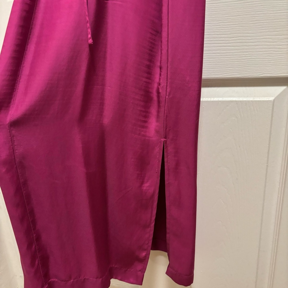 Magenta beautiful midi dress, drawstring waist and pockets. - Picture 4 of 4